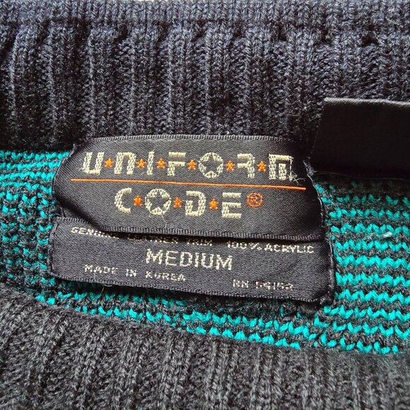Vintage Uniform Code Vintage 90s Sweater Textured Abstract Cosby Leather Medium - Picture 11 of 15